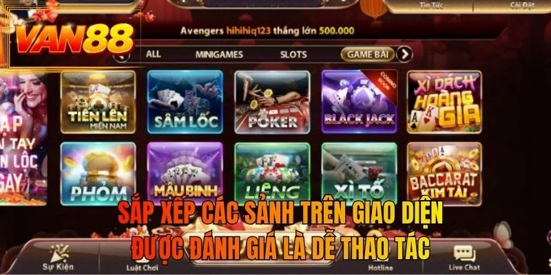 Sắp xếp các sảnh trên giao diện được đánh giá dễ thao tác